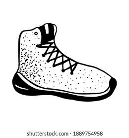 Vector isolated illustration drawn, doodle illustration with sports shoes. The concept of sportswear.