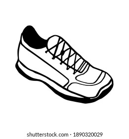 Vector isolated illustration drawn, doodle illustration with sports shoes. The concept of sportswear.