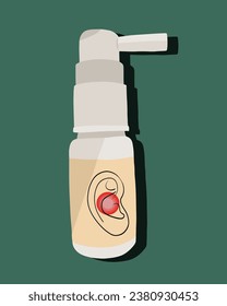 Vector isolated illustration of drops for treatment of ear.