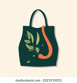 Vector isolated illustration of eco bag. Bag for everyday shopping. Fabric bag.