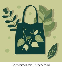 Vector isolated illustration of eco bag. Fabric shopping bag. Zero waste. Saving the planet.