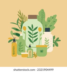 Vector isolated illustration of eco products. Eco friendly. Body care.