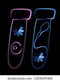 Vector isolated illustration of egg sperm freezing. Egg and sperm donation. Artificial insemination. In vitro fertilization.