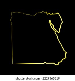 Vector isolated illustration of Egypt map with neon effect.