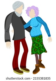 Vector isolated illustration of elderly couple. Family concept.