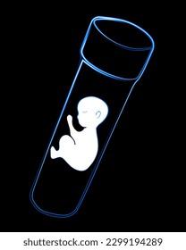 Vektorgrafik eines Embryos in einem Reagenzglas. Künstliche Befruchtung.