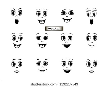 Vector isolated illustration of emoticons set of different emotions drawn by sad and funny faces.