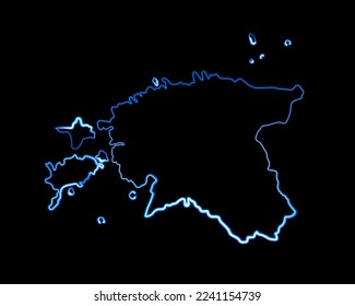 Ilustración aislada de vectores del mapa de Estonia con efecto neón.