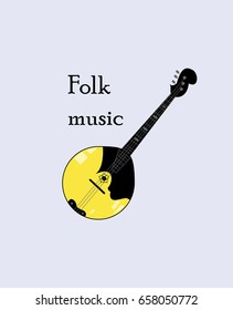Vector isolated illustration of ethnic folk russian or ukrainian traditional musical instrument - domra. It can be used as a banner, a poster for concert, festival, musical classes