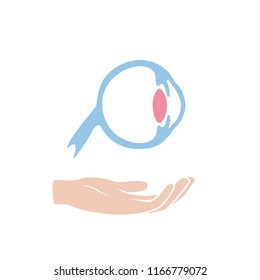 Vector Isolated Illustration Of Eye Anatomy. Human Ocular System Icon. Healthcare Medical Center, Surgery, Hospital, Clinic, Diagnostic Logo. Internal Donor Organ Symbol Poster Design. Donation