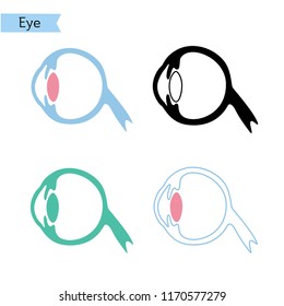 Vector Isolated Illustration Of Eye Anatomy. Human Ocular System Icon. Healthcare Medical Center, Surgery, Hospital, Clinic, Diagnostic Logo. Internal Donor Organ Symbol Poster Design. Donation