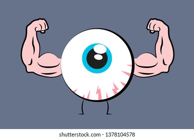 Vector Isolated Illustration of an Eye with Strong Arms