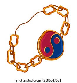 Vector isolated illustration of female bracelet. Yin Yang.