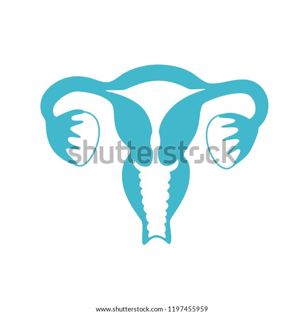Vector isolated illustration of female reproductive\
system anatomy. Uterus, cervix, ovary, fallopian tube icon. Woman\
medical center, hospital, clinic, diagnostic logo. Internal organ\
symbol design. 