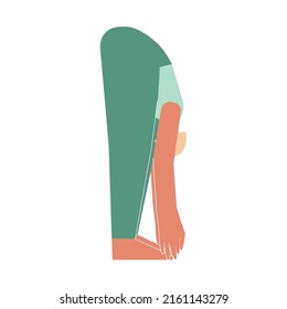 Vector isolated illustration with flat female character. Sportive woman learns posture Padangusthasana at yoga class. Fitness exercise - Big Toe Pose