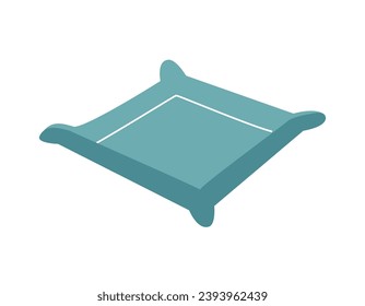 Vector isolated illustration with flat square repotting mat. Foldable plastic carpet is good tool that help to prevent dirt and ground. Garden equipment to change pots, replant flowers and save clean