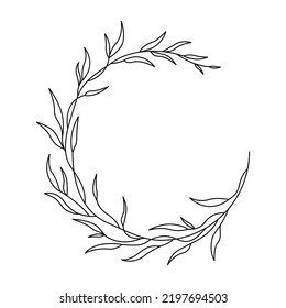 Vector isolated illustration. Floral minimalist element for invitation, wedding monogram, logo, postcard, postcard, packaging, stationery, textile, template, wallpaper.