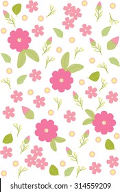 Vector isolated illustration, flowers and leaves, easter spring background