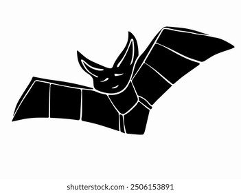 Vector isolated illustration of a flying bat.Bat silhouette.