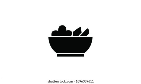 Vector Isolated Illustration of a Food Bowl. Black and White Food Bowl Icon