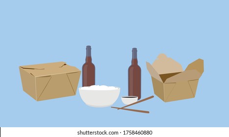 Ilustración vectorial aislada de la ingesta de comida, con cerveza