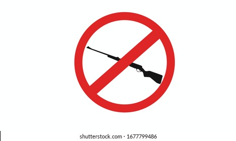 Vector Ilustración aislada de un signo de armas prohibidas. Signo prohibido Rifle Silhouette