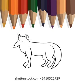 Vector isolated illustration of a fox coloring page.Simple animal coloring for kindergarten.