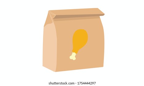 Vector Isolated Illustration of a Fried Chicken Take Away Bag