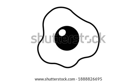Vector Isolated Illustration of a Fried Egg. Blak and White Flat Fried Egg Icon