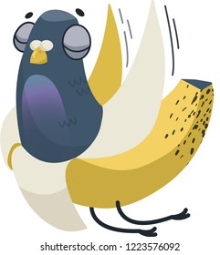 
Vector isolated illustration of "funny dove-banana"