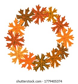 Vector isolated illustration garland with autumn orange leaves