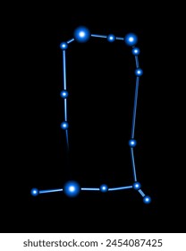Vector isolated illustration of Gemini constellation with neon effect.