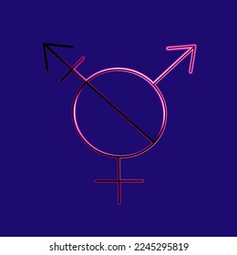 Vector isolated illustration of gender symbol with neon effect.