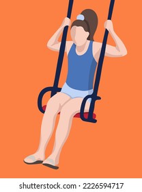 Vector isolated illustration of a girl on a swing.