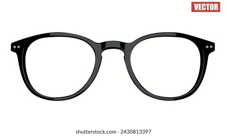 Vector Isolated Illustration of Glasses.  Black glasses frame on a white background