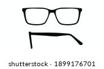 Vector isolated Illustration of a Glasses Frame. Black glasses Frame Front and Side View