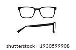 Vector isolated Illustration of a Glasses Frame. Black glasses Frame Front and Side View
