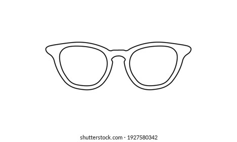 Vector Isolated Illustration of a Glasses frame on a white background. Black and white illustration