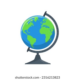 Vector isolated illustration of a globe on a white background. School and supplies, school design, sticker design, web elements. Suitable for posters, banners.