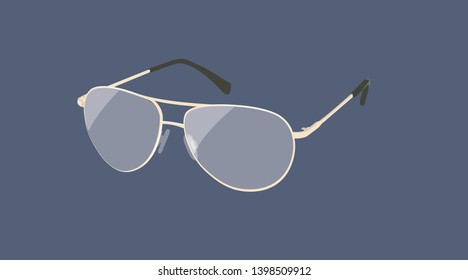 Vector Isolated Illustration of Gold Aviator Glasses