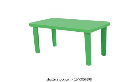Vector Isolated Illustration of a Green Plastic Table