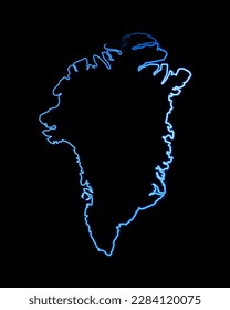 Vector isolated illustration of Greenland map with neon effect.
