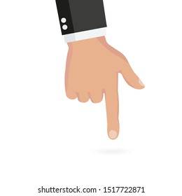 	
Vector isolated illustration. Hand with pointing down finger.