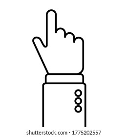 Vector isolated illustration. Hand with pointing finger icon.