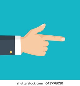 Vector isolated illustration. Hand with pointing finger. 