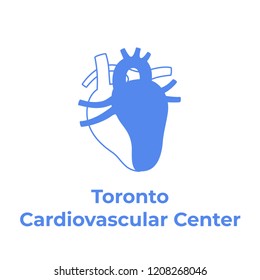 Vector isolated illustration of heart anatomy. Human circulatory system icon. Healthcare medical center, surgery, hospital, clinic, diagnostic logo. Internal donor organ symbol poster design. Donation