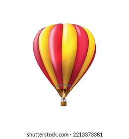 vector isolated illustration hot air balloon aerostat in yellow   red color in realistic style  symbol ballooning  lightness  travel  flight  festival in Cappadocia Cappadox