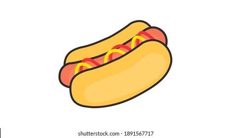 Vector isolated Illustration of a Hot-Dog. HotDog Icon