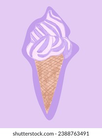 Vector isolated illustration of ice cream in a waffle cup.