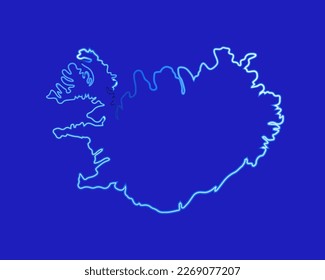 Ilustración aislada de vectores del mapa de Islandia con efecto neón.